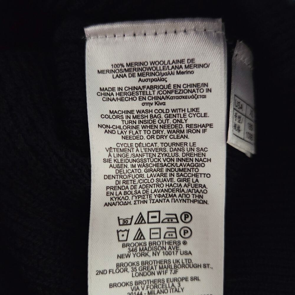 Brooks Brothers Navy Blue Extra Fine Merino Wool 1/4 Zip Waffle Knit Sweater XL - Picture 7 of 8